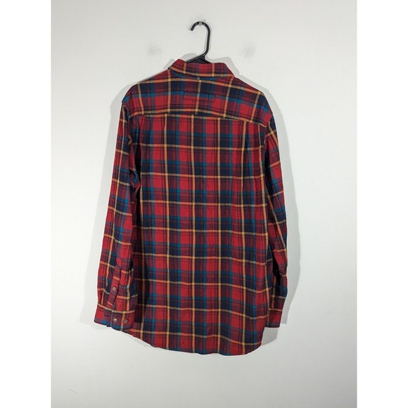 Duluth Trading Red Plaid Long Sleeve Cotton Flannel Slim Shirt Men Size L Tall - Picture 2 of 7